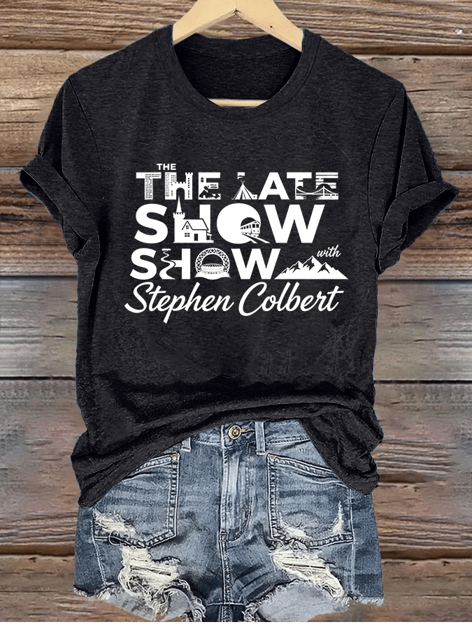 T-shirt da donna con stampa albero ultima mostra retrò
