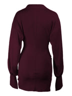 Elegante abito chemisier a tubino con arricciature, vestibilità chic ed elegante, abito lungo a maniche lunghe slim-fit, abbigliamento femminile, perfetto per feste ed eventi serali