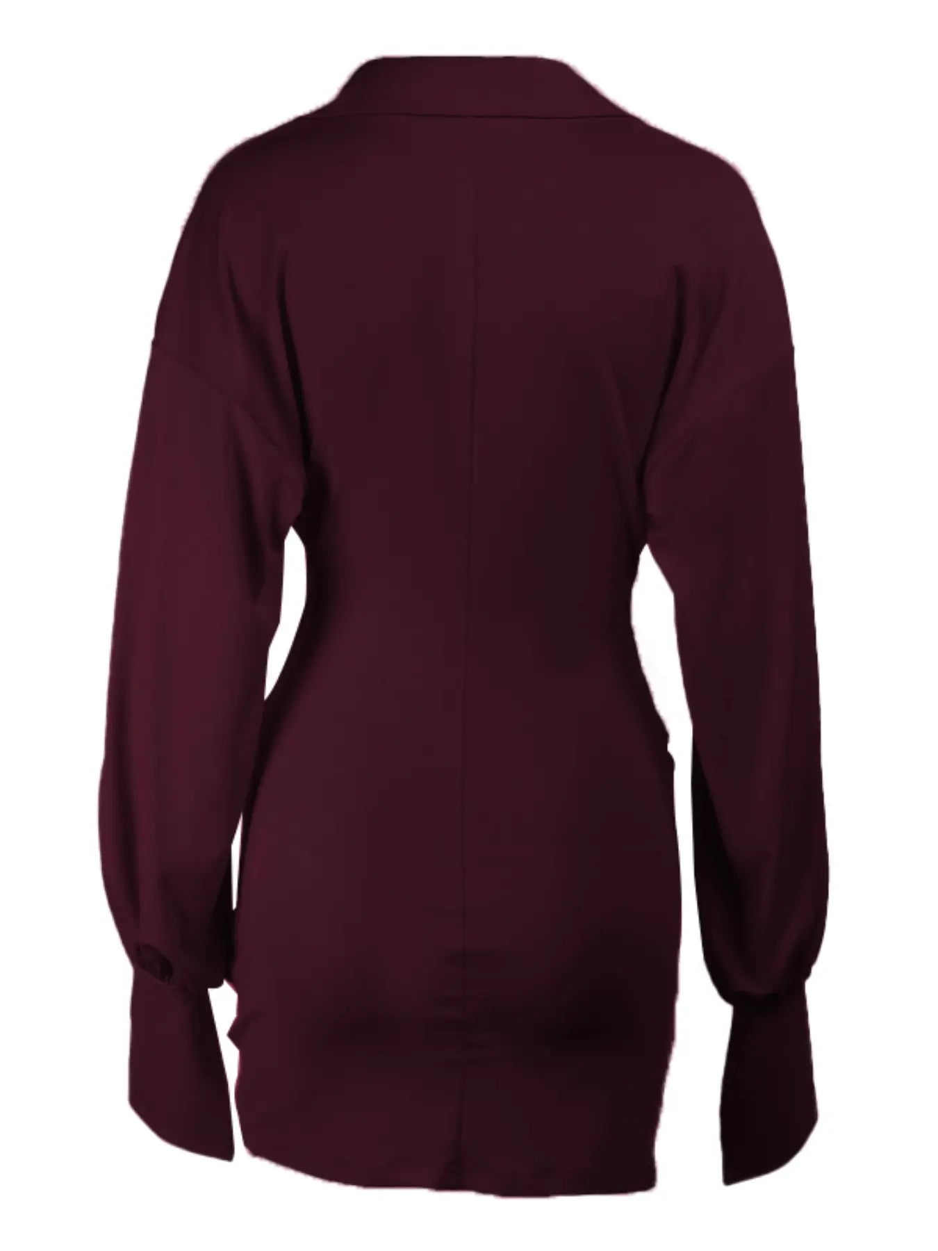 Elegante abito chemisier a tubino con arricciature, vestibilità chic ed elegante, abito lungo a maniche lunghe slim-fit, abbigliamento femminile, perfetto per feste ed eventi serali