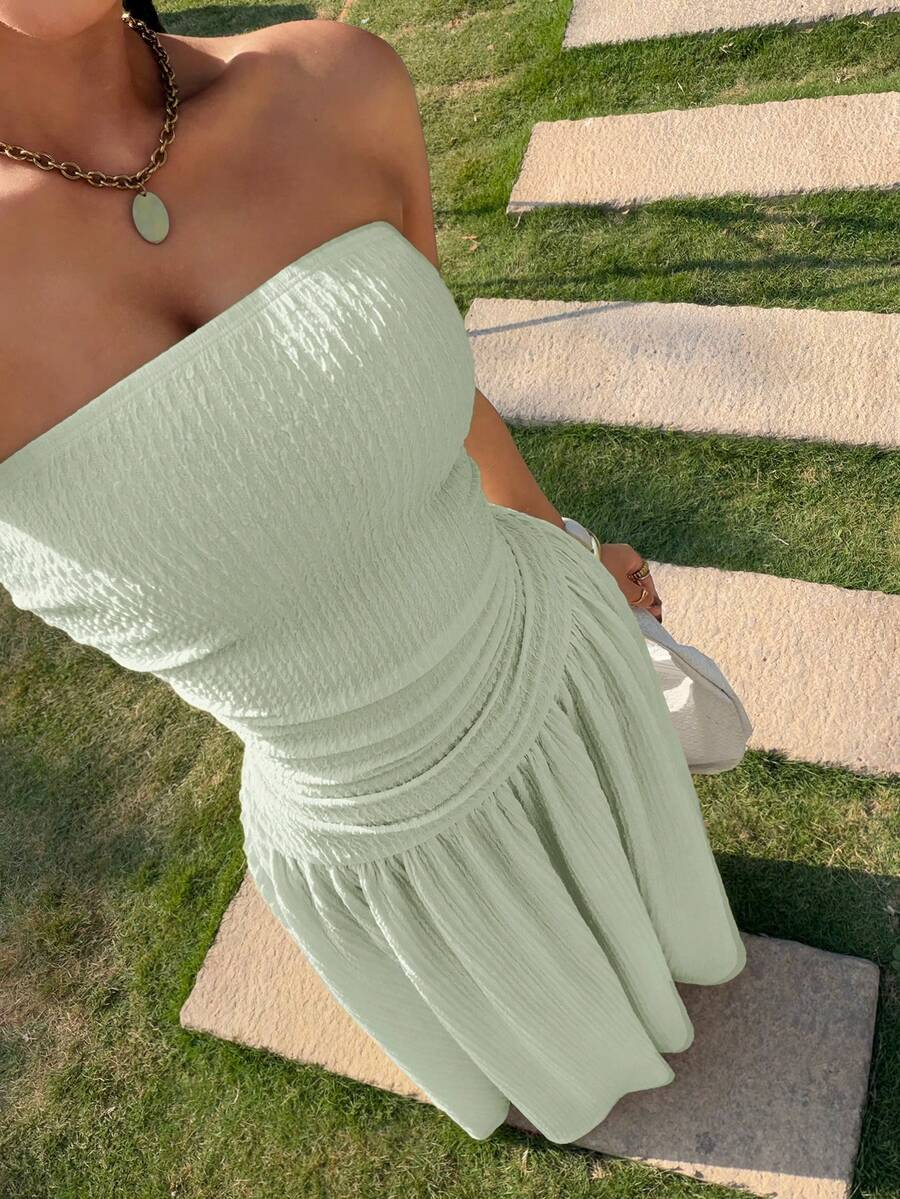 Robe longue d'été élégante sans bretelles pour femme