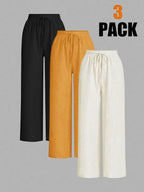 Ensemble 3 pièces : pantalon large uni pour femme