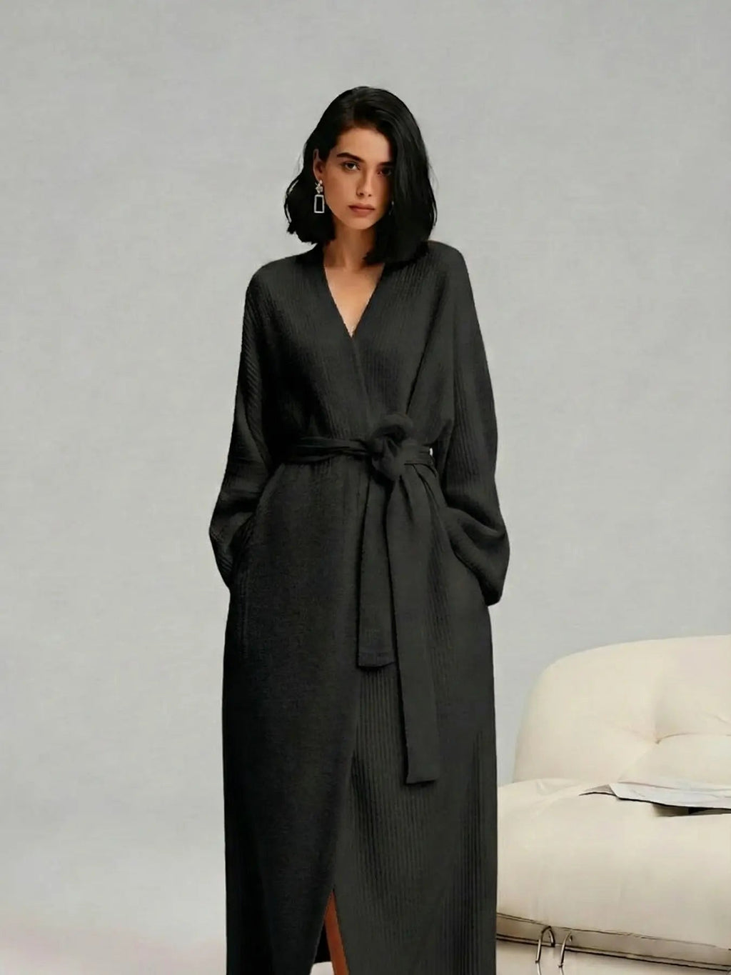 [DOUX et moelleux] Peignoir polaire double face pour femme | Vêtements de détente en peluche épais et longs | Pyjama chaud en flanelle pour l'automne et l'hiver | Doux, confortable et portable à l'intérieur et à l'extérieur