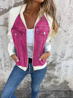 Veste zippée décontractée à col en V