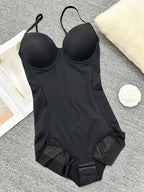 Body string gainant pour femme, couleur unie, maille contrastante transparente, bretelles réglables, contrôle du ventre, pour toutes les saisons