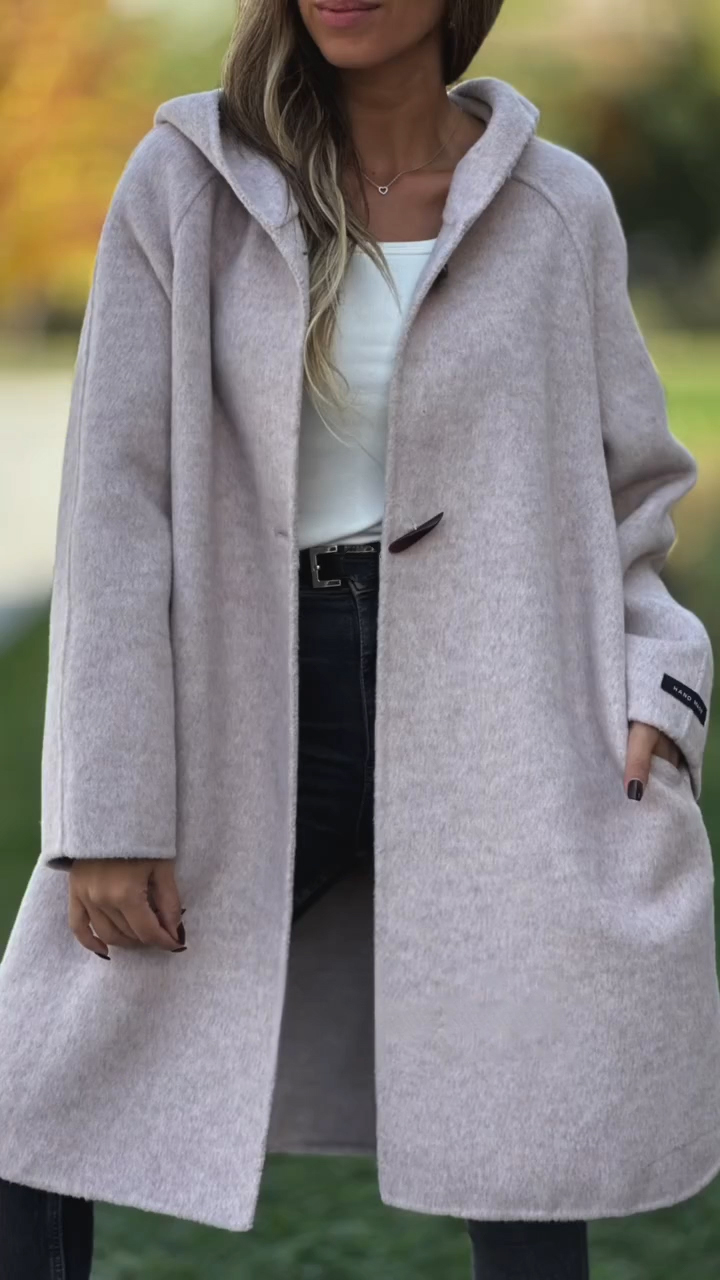 Manteau décontracté à capuche et col rond pour femme