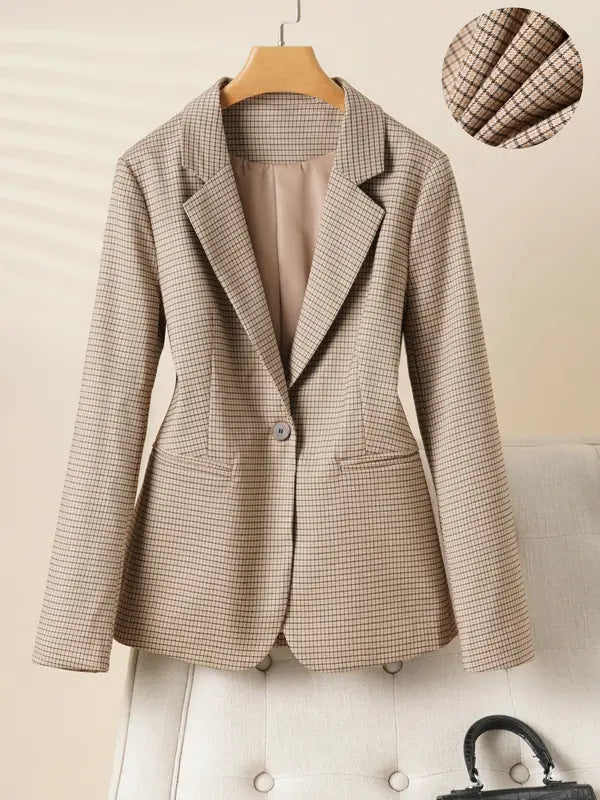 Veste blazer élégante à un bouton pour femme, manteau à manches longues et coupe ajustée pour le bureau, vêtement d'extérieur mode automne et hiver
