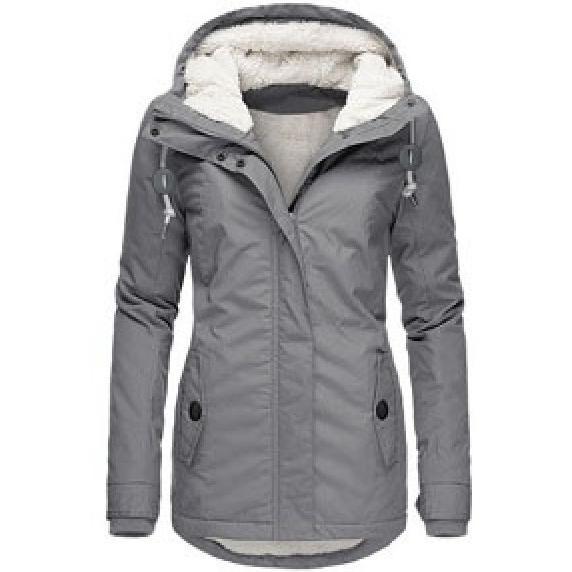 Parka d'hiver en coton épais avec doublure en polaire, manteau chaud à capuche mi-long, coupe ajustée, manches longues, en fausse fourrure noire, pour un style élégant et décontracté - Vestes