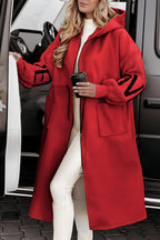 Giacca casual da donna con cappuccio a maniche lunghe in maglia a patchwork