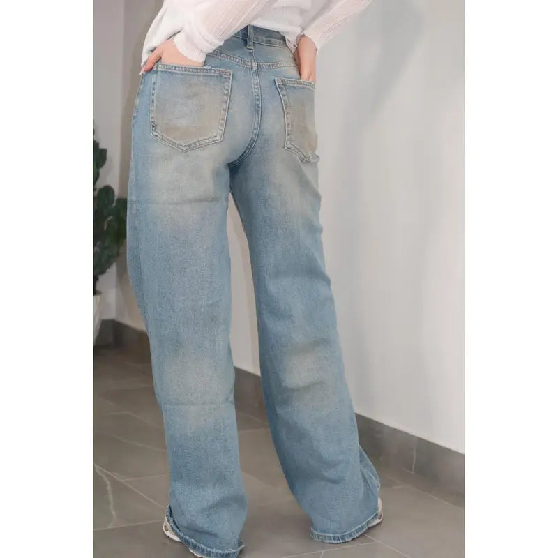 Jean - avec des détails scintillants, de style vintage, avec poches, disponible en deux modèles.