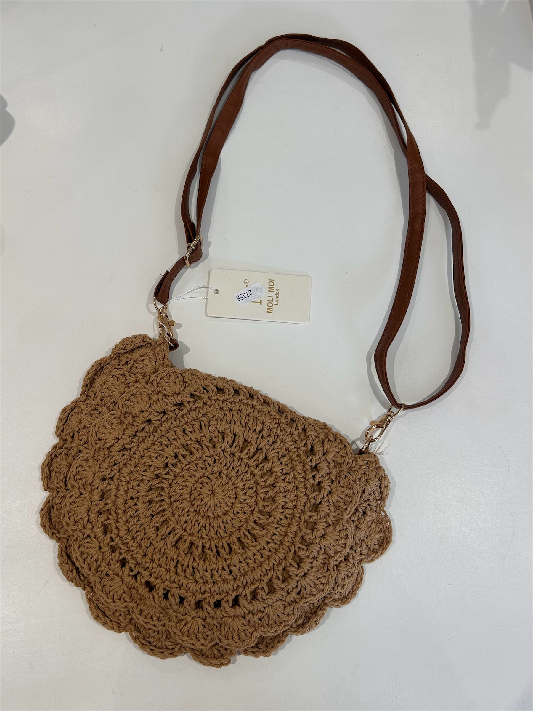 Sac au Crochet avec Bandoulière en Similicuir (2 Couleurs)
