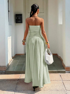 Robe longue d'été élégante sans bretelles pour femme