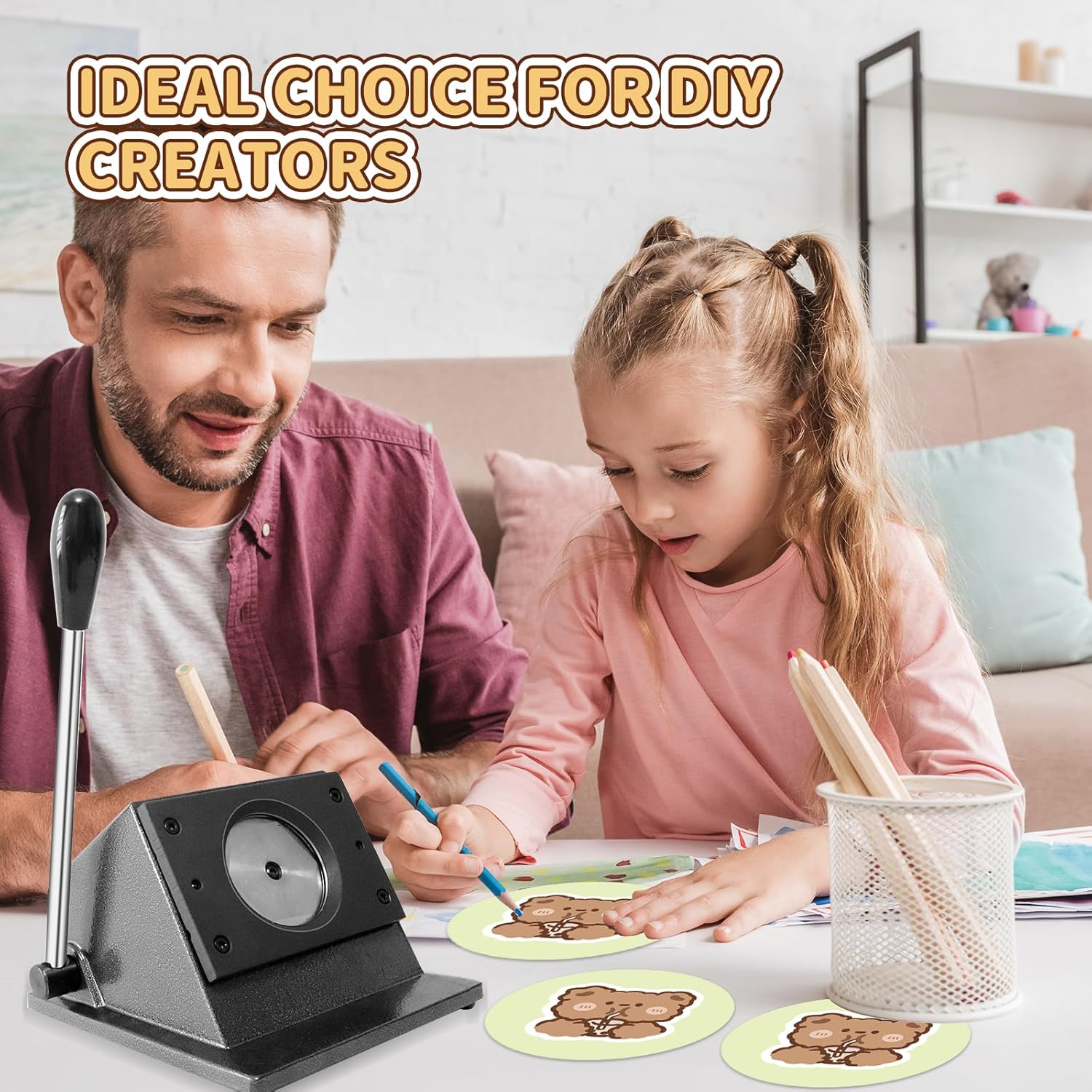 2.28" 58mm Button Paper Cutter, Circle Cutter Circle Punch, Round Paper Cutter Die Cut Machine for Making 2.28" 58mm Buttons DIY Button Making