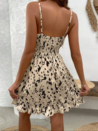 Robe Courte Fleurie Femme avec Bretelles Fines Réglables, Élégante et Estivale pour Occasions Décontractées