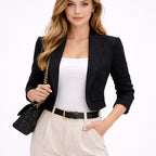 [2026.COUTURE] Rue Cambon, Blazer Cropped Con Maniche Drappeggiate