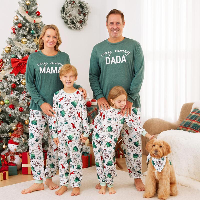 Pigiama Natalizio Morbido ed Elastico Coordinato per Famiglia Set a Maniche Lunghe Pigiama Fantasia MAMA&DADA per Donne Uomini Coppie Adulti Bambini, Pigiama Carino, Pigiama Comodo, Resistente alle Fiamme, autumntok, wintertok, BFCM Early Bird