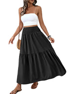 Gonna casual floreale da donna a trapezio, vita elastica con tasche, orlo a foglia, gonna lunga aderente, abito a media lunghezza alla moda