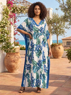 Robe longue décontractée pour femme Kaftan Oversize Chic Bohème Robe de maison Vêtements de plage Maillot de bain Cache-maillot Vêtement d'intérieur Bohème Été Vacances