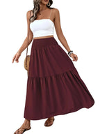 Gonna casual floreale da donna a trapezio, vita elastica con tasche, orlo a foglia, gonna lunga aderente, abito a media lunghezza alla moda