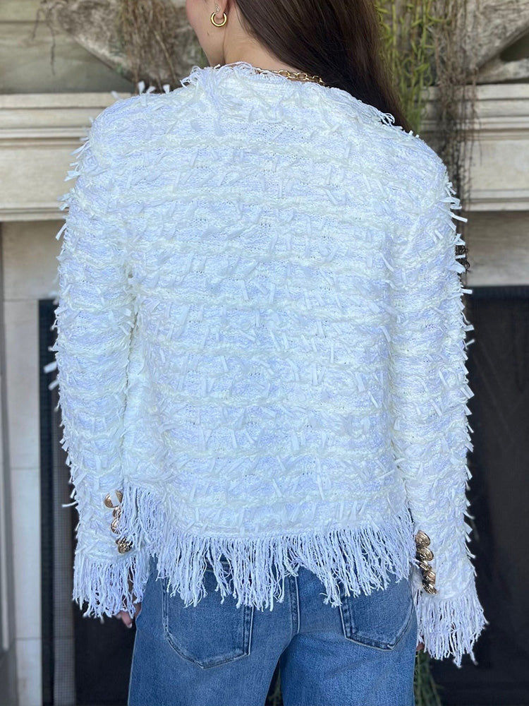Veste cardigan élégante à pompons pour femme