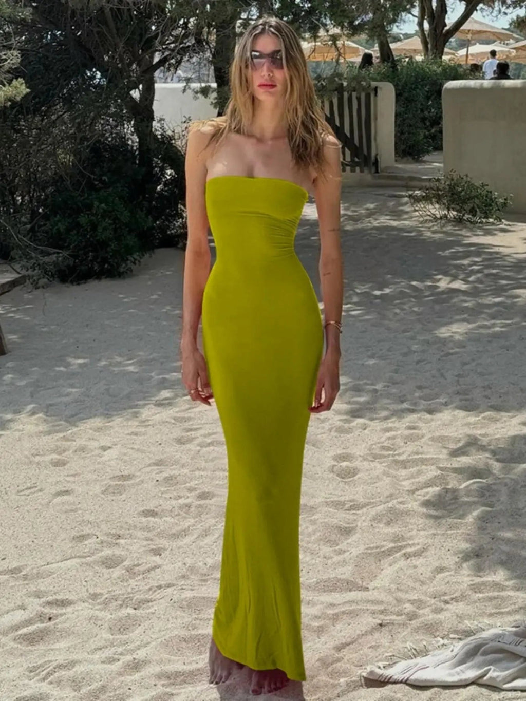 Abito Lungo da Donna Aderente Senza Schienale con Allacciatura sul Retro in Pizzo, Elegante Abito a Tubino Maxi alla Moda per Feste, Club, Appuntamenti, Abito da Donna per l'Estate, Vestito da Ballo Senza Spalline