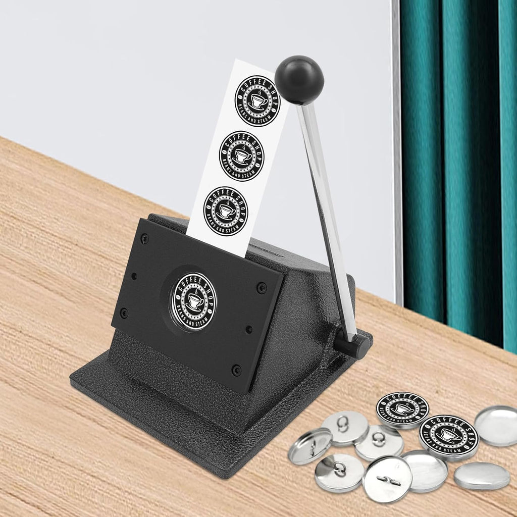 1.46" /37mm Button Paper Cutter, 1.9"/48.5mm Cutting Hole Dia. Round Punch Die Cutter, Professional Badge & Medal Cutting Machine, Manual Circle Cutter for Paper, Cardboard & Thin Leather