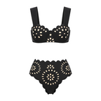 Costume da bagno intero/Due pezzi nero con ferretto e ritagli