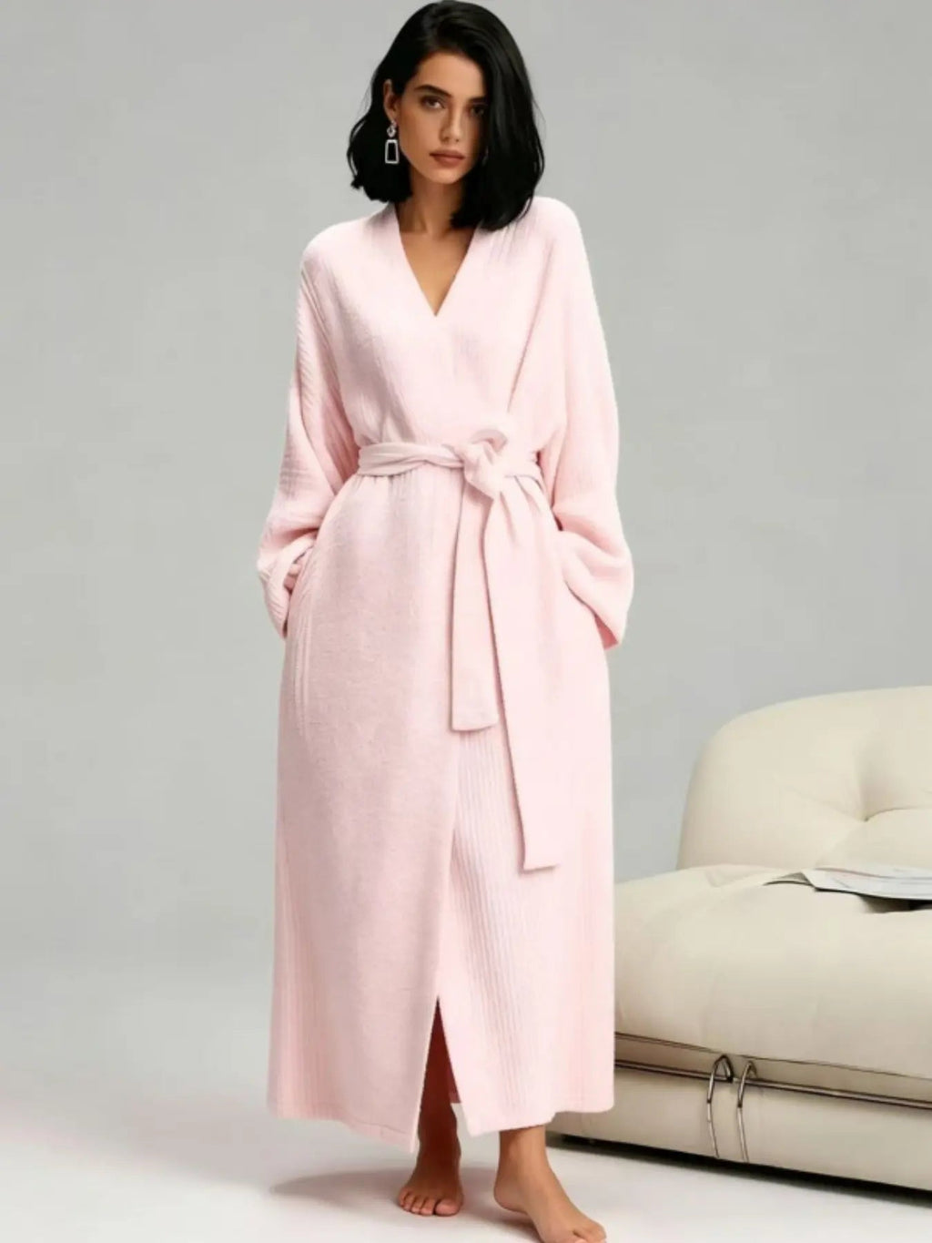 [DOUX et moelleux] Peignoir polaire double face pour femme | Vêtements de détente en peluche épais et longs | Pyjama chaud en flanelle pour l'automne et l'hiver | Doux, confortable et portable à l'intérieur et à l'extérieur