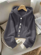 Felpa con cappuccio nuova collezione Autunno/Inverno, morbida e confortevole, giacca in maglia stile pigro con design unico e casual, elegante top a maniche lunghe