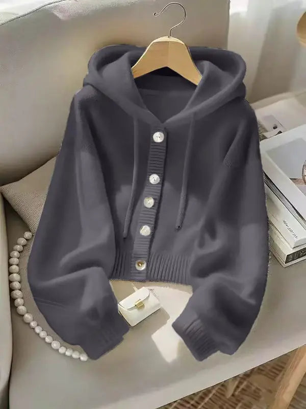 Felpa con cappuccio nuova collezione Autunno/Inverno, morbida e confortevole, giacca in maglia stile pigro con design unico e casual, elegante top a maniche lunghe