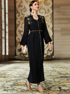 Robe perlée faite à la main pour femme, robe longue confortable et tendance, tenue de soirée élégante, vêtement d'intérieur stylé