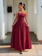 Robe longue d'été élégante sans bretelles pour femme