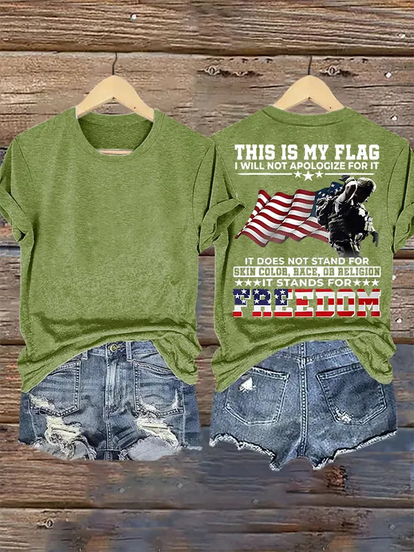 T-shirt da donna con stampa "THIS IS MY FLAG"