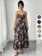 Vestito da donna con stampa floreale, abito casual boho a trapezio per la spiaggia e le vacanze, abito estivo da donna