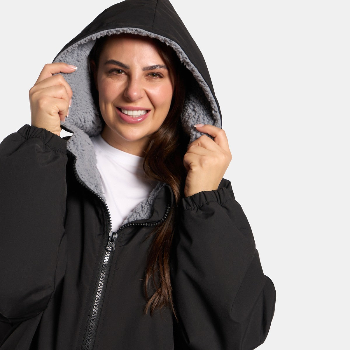 Peignoir de Séchage Imperméable Coupe-Vent, Robe de Changement Doublée Polaire Sherpa Douce, Manteau Veste à Capuche Surdimensionné à Manches Longues pour Enfants, Adultes, Hommes, Femmes, Surf, Plage, Natation, Restez au Sec