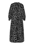 Abito lungo da donna casual boho con stampa leopardata all-over, abito lungo da strada per le vacanze, vestiti da donna per l'uso quotidiano