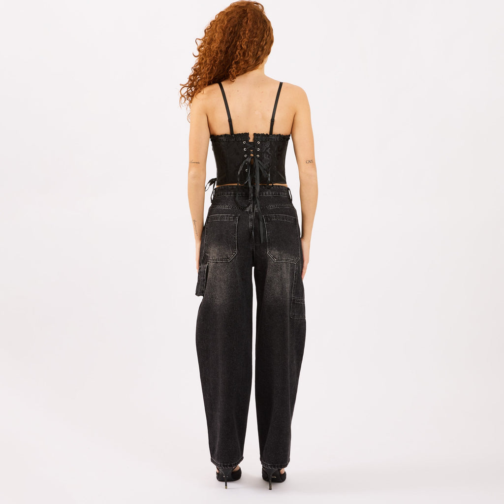[2026.SOUL] Corsetto Con Motivo in Rilievo e Lacci