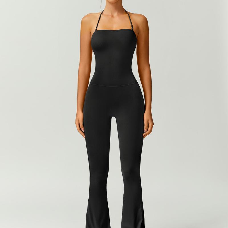 Combinaison Femme Patte d'Éléphant Dos Nu Moulante – Élégante et Confortable pour le Fitness et la Mode,Tenue Athleisure Élégante et Confortable, Rehausse les Fesses, Vêtement de Sport Taille Haute Extensible,combinaison femme
