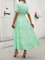 Abito da donna a righe con cintura, abito lungo elegante e casual per l'estate, abbigliamento da donna per l'uso quotidiano