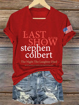🔥Buy 3 Get 15% Off🔥V-Neck Retro Last Show 05.21.2026 The Night The Laughter Died After The Opening Monol, Hopefully People Laughed During The Show Print T-Shirt