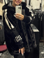 Manteau Décontracté à Capuche et Rayures Verticales pour Femme
