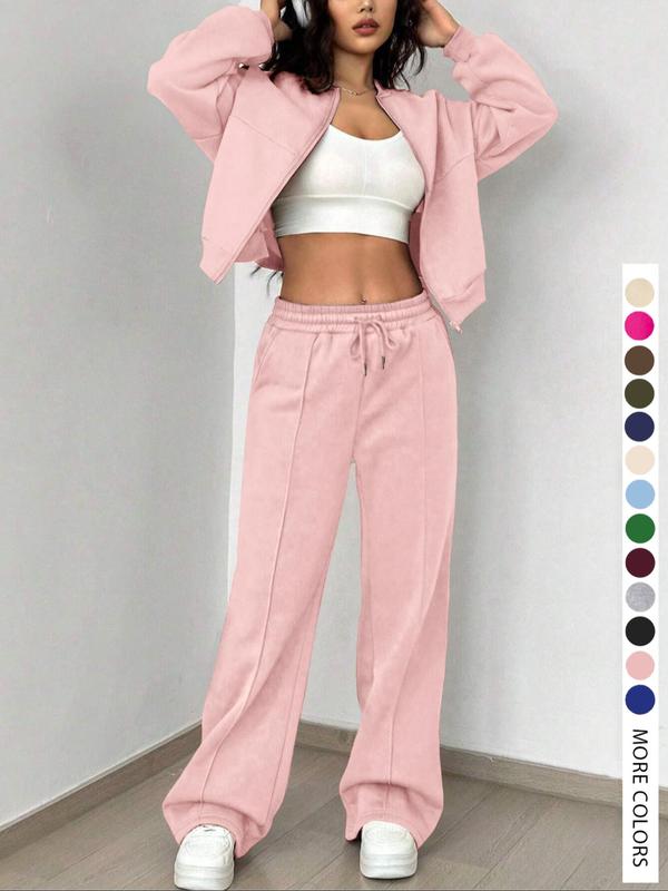 Ensemble veste et pantalon décontracté à rayures pour femme, à manches longues et fermeture éclair, tenue d'aéroport, taille naturelle ajustée, longueur classique, toutes saisons