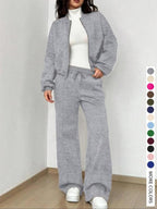 Completo da donna casual a righe con giacca e pantaloni con cerniera, abbigliamento da aeroporto, vita naturale aderente, lunghezza regolare, tutte le stagioni