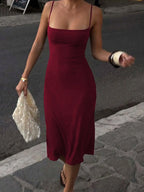 Women's Basic Solid Color Bodycon Slip Dress