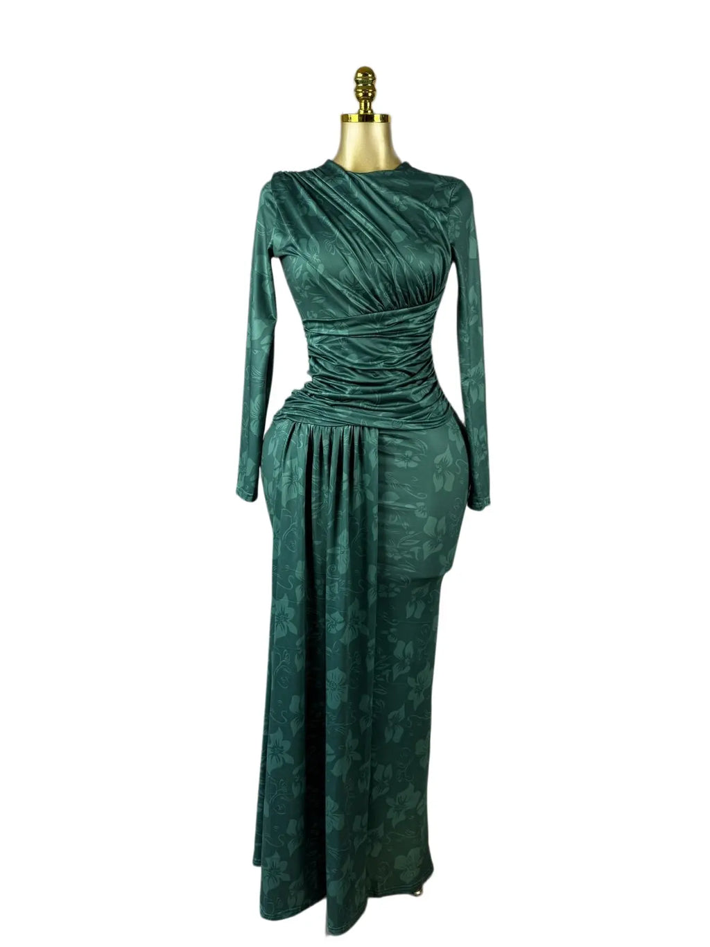 Women's O-Neck Long Sleeve Maxi Prom Dress