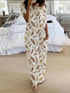 Robe de détente unie à manches chauve-souris pour femme, chemise de nuit décontractée et confortable à manches courtes pour le quotidien, vêtement de nuit pour femme pour toutes les saisons