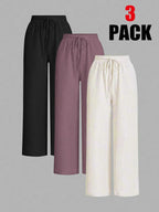 Ensemble 3 pièces : pantalon large uni pour femme