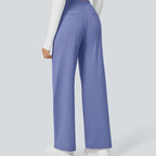 Pantaloni da Lavoro a Vita Alta con Tasche e Gamba Dritta, Abiti Business Casual da Donna, Abbigliamento Sportivo e da Esterno da Donna