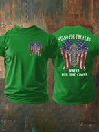 Men's Stand For The Flag Kneel For The Cross Print T-Shirt