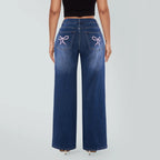 Magic SHAPUM Jeans BBL da Donna a Vita Media-Bassa, Gamba Larga, Vestibilità Comoda, Elasticizzati, in Denim, NERI, in Denim Elasticizzato, Gamba Larga, Jeans Larghi