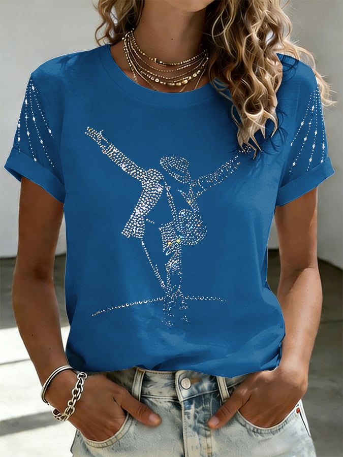 T-shirt a girocollo da donna Superstar con stampa artistica